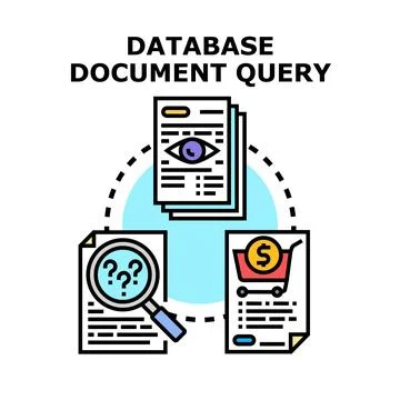 Database document querying and data management system Stock Illustration