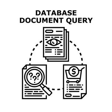 Database document querying and data management system Stock Illustration