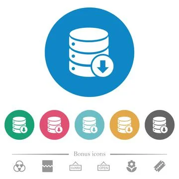 Database down flat round icons Stock Illustration