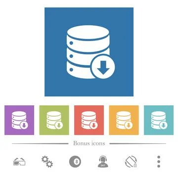 Database down flat white icons in square backgrounds 库存插图