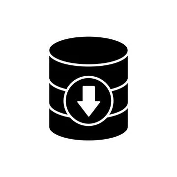 Database Downward Arrow Black Filled Style Icon Ilustração Stock