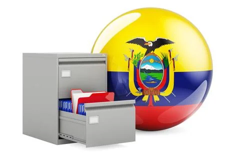 Database in Ecuador, concept. Folders in filing cabinet with Ecuadorian fl... Foto stock