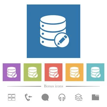 Database edit flat white icons in square backgrounds 库存插图