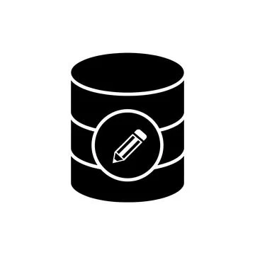 Database Edit Modify Black Filled Style Icon Stock Illustration