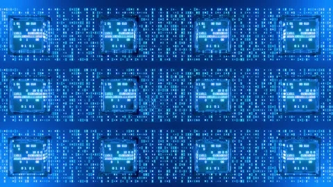 Database. Encrypted Client Hello. Big data. Binary. Hacker. Data storage. Chat Video stock 315741731