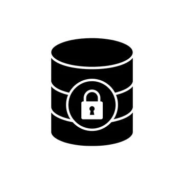 Database Encryption Security Black Filled Style Icon Illustrazione stock