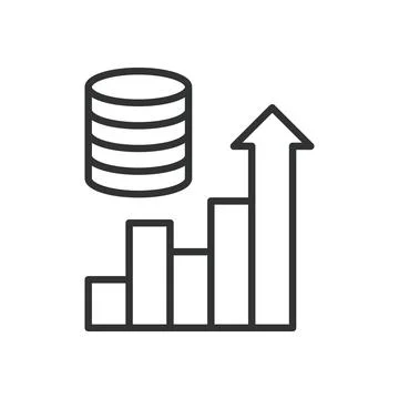 Database enlarge, icon in line design. Database, enlarge, storage, growth Stock Illustration