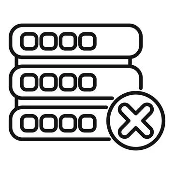 Database error with cross mark showing data loss or system failure Stock Illustration