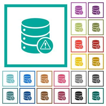 Database error flat color icons with quadrant frames 库存插图