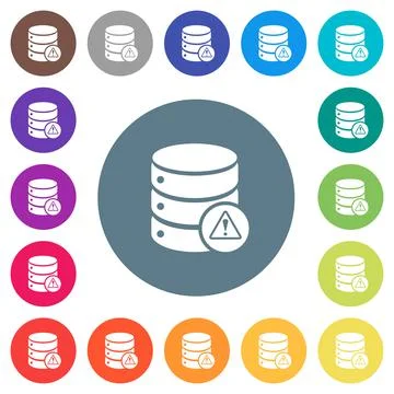 Database error flat white icons on round color backgrounds 库存插图