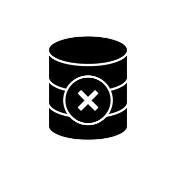 Database Error Remove Black Filled Style Icon Illustrazione stock