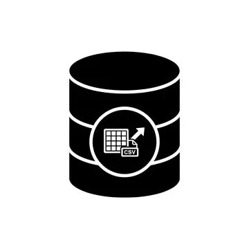 Database Export to CSV Black Filled Style Icon Stock Illustration