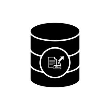 Database Export to JSON Black Filled Style Icon Illustrazione stock