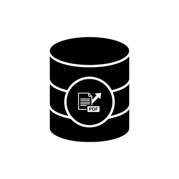 Database Export to PDF Black Filled Style Icon Illustrazione stock