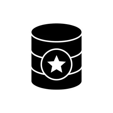 Database Favorite Star Black Filled Style Icon Stock Illustration