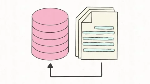 Database File Storage and Data Transfer Animation Stock Footage 341863503