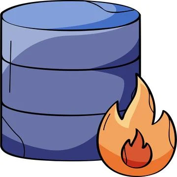 Database fire emergency security breach Stock Illustration