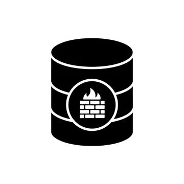 Database Firewall Security Black Filled Style Icon Stock Illustration