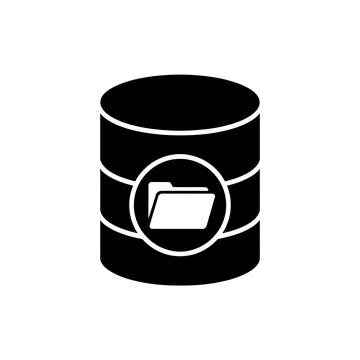 Database Folder Storage Black Filled Style Icon Stock Illustration