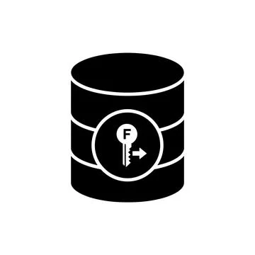 Database Foreign Key Relation Black Filled Style Icon Illustrazione stock