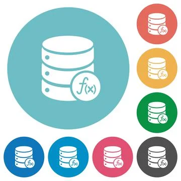 Database functions flat round icons Stock Illustration
