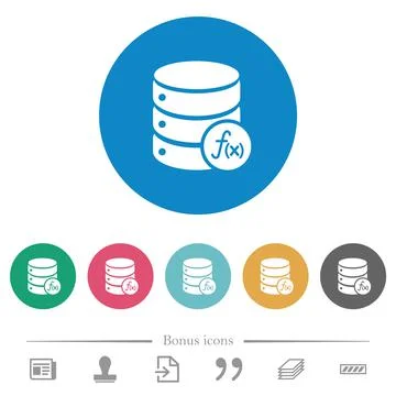 Database functions flat round icons Stock Illustration