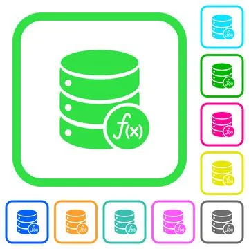 Database functions vivid colored flat icons Stock Illustration