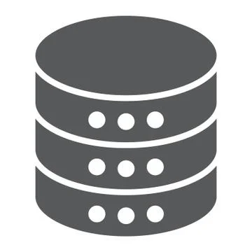 Database glyph icon, data and analytics, server Illustrazione stock