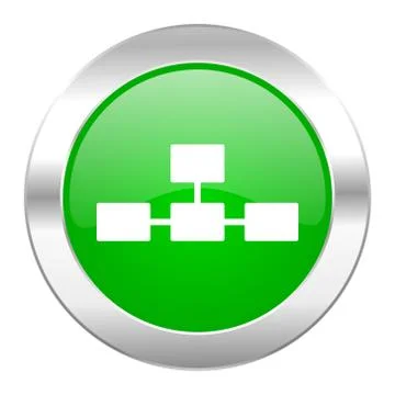 Database green circle chrome web icon isolated. Stock Illustration