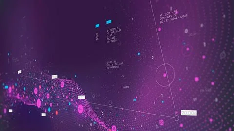 Database grid visualization, big data flow wave, analytics and information .. Illustrazione stock