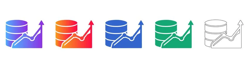 Database Growth Analytics Icons Stock Illustration