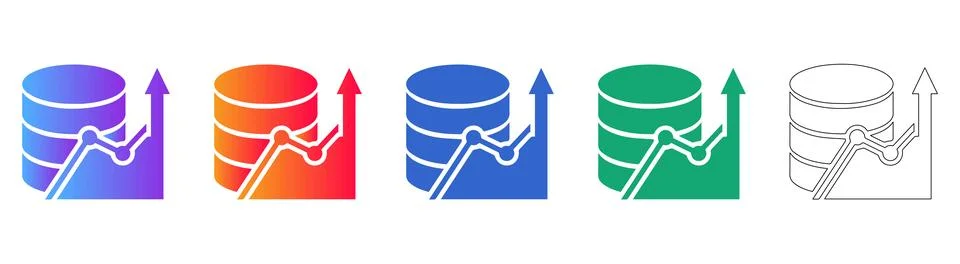 Database Growth and Analytics Icons Stock Illustration