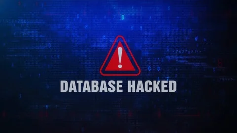 Database Hacked Alert Warning Error Message Blinking on Screen . Stock Footage 98443852