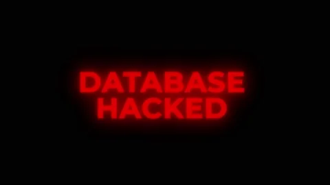 Database Hacked Red Warning Error Alert Computer Virus alert Hacking Message Stock Footage 219191736