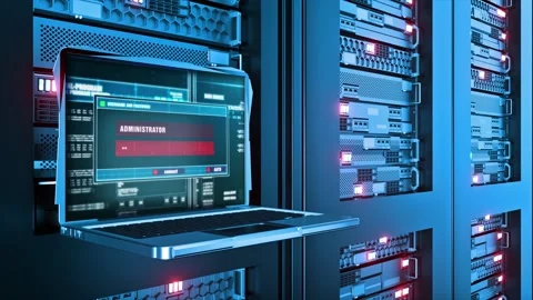 Database Hacked Warning Error Alert Text on Computer Screen Stock Footage 211119548