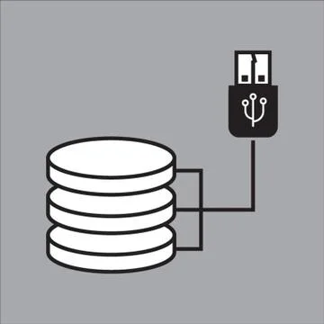 Database Hard Disk And Cable Stock Illustration
