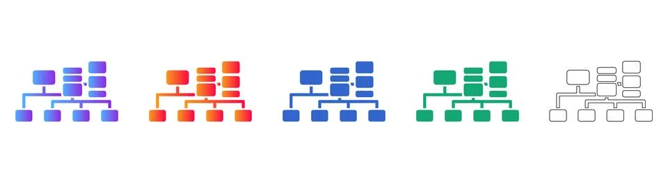 Database Hierarchy and Organization Icons Illustrazione stock