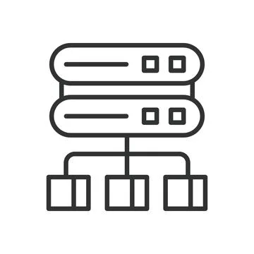 Database hosting, icon in line design. Database, hosting, server, cloud, storage Stock Illustration