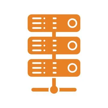 Database, hosting, server icon. Orange color. Illustrazione stock