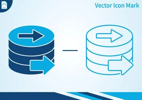 Database icon with arrows in solid and outline style. Stock Illustration