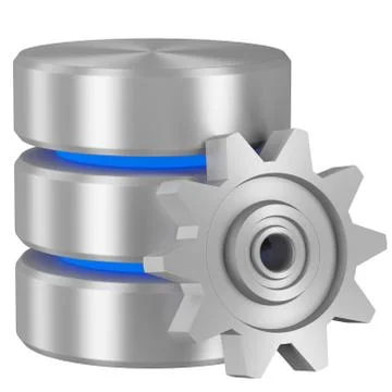 Database icon with blue elements and cogwheel イラスト素材