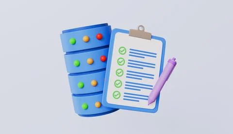 Database icon with clipboard, database, cyber security, data storage security Stock Illustration