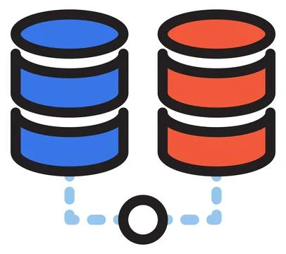Database icon. Color data storage disc symbol Stock Illustration