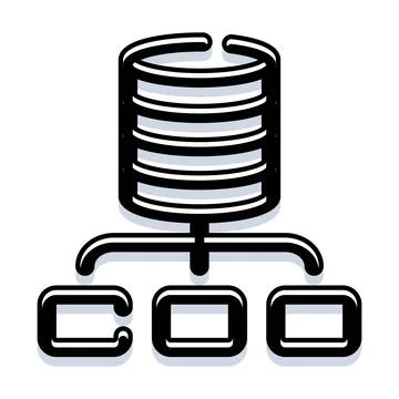 Database icon connecting multiple server nodes Stock Illustration