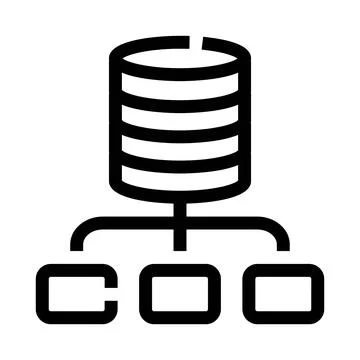 Database icon distributing data to multiple nodes 스톡 일러스트
