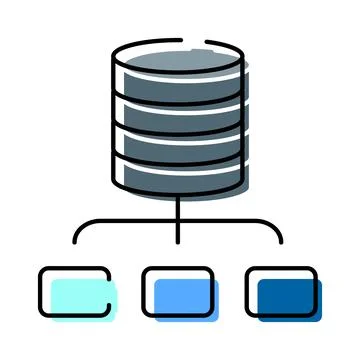 Database icon distributing data to multiple servers イラスト素材