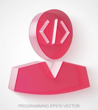 Database icon: extruded Red Transparent Plastic Programmer, EPS 10 vector Stock Illustration