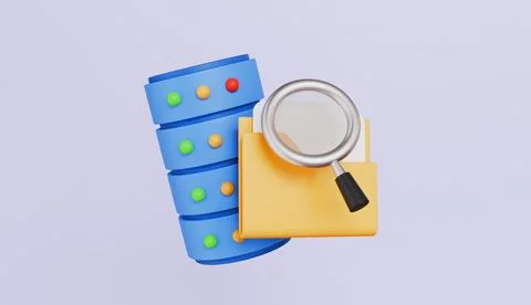 Database icon with folder, cyber security, data storage security concept 스톡 일러스트