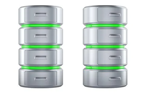 Database icon, front and side view. 3D rendering イラスト素材