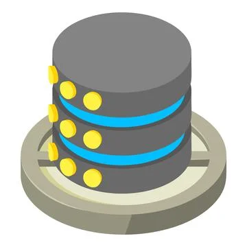 Database icon isometric vector. Modern network database disc with progress bar Stock Illustration